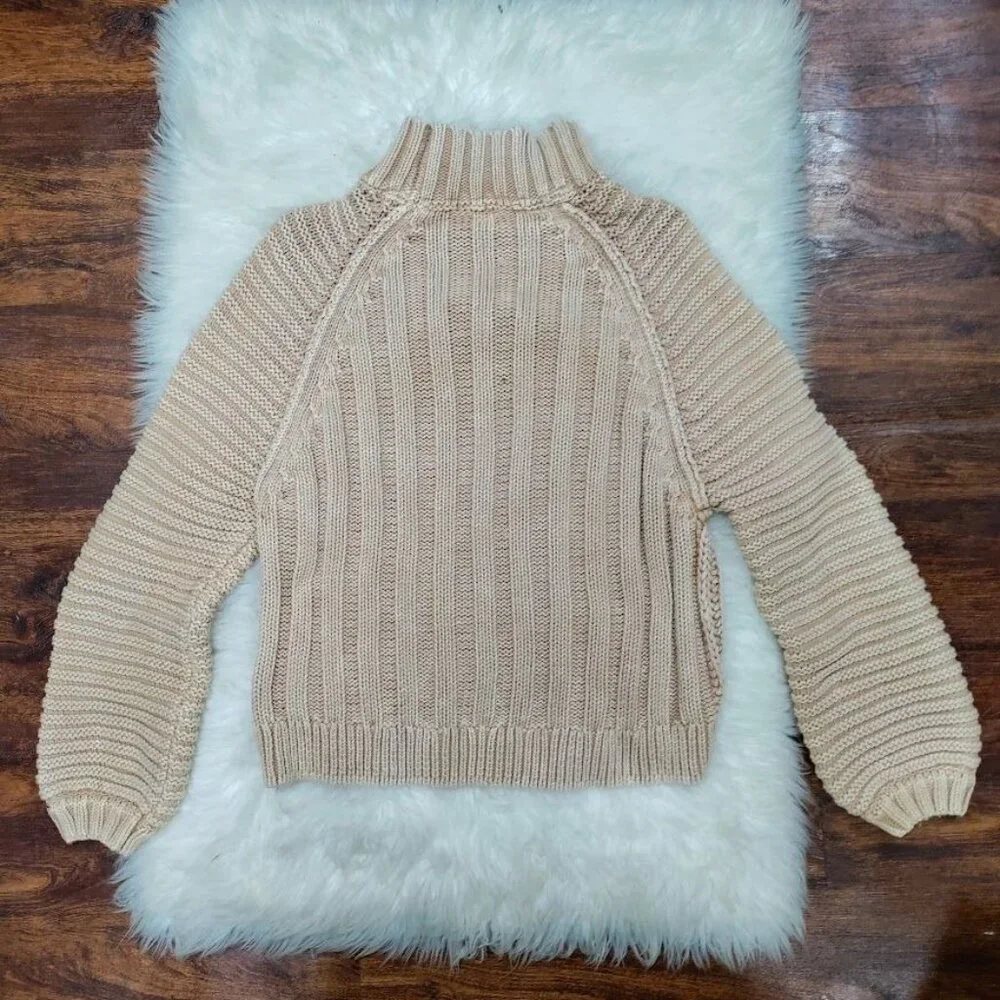 Free People Sweetheart Womens Small Chunky Rib Knit Pullover Sweater Sandcastle - Picture 3 of 10